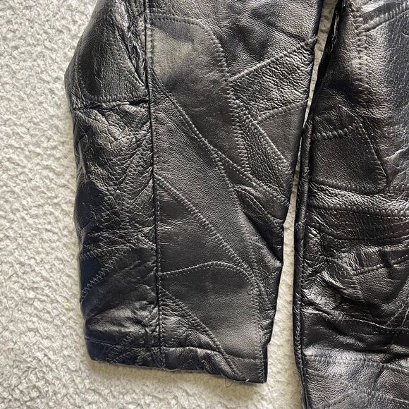 Leather Works Leather Jacket Mens Medium Black Button Front - Picture 5 of 16